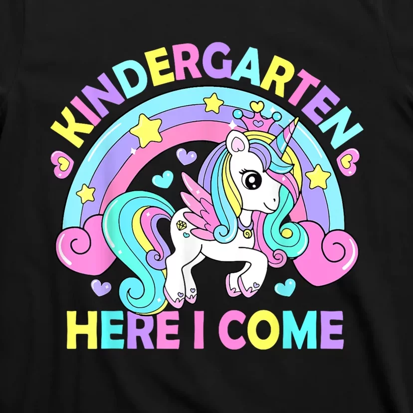 Kindergarten Here I Come Funny Unicorn Girl Back To School T-Shirt