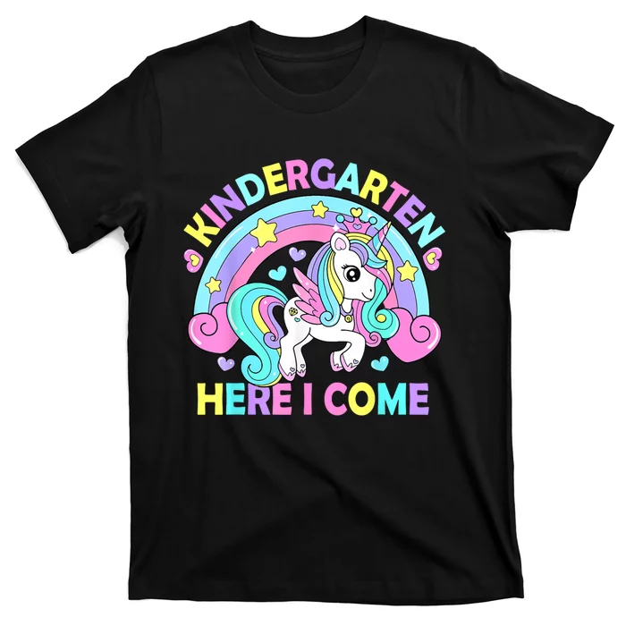 Kindergarten Here I Come Funny Unicorn Girl Back To School T-Shirt