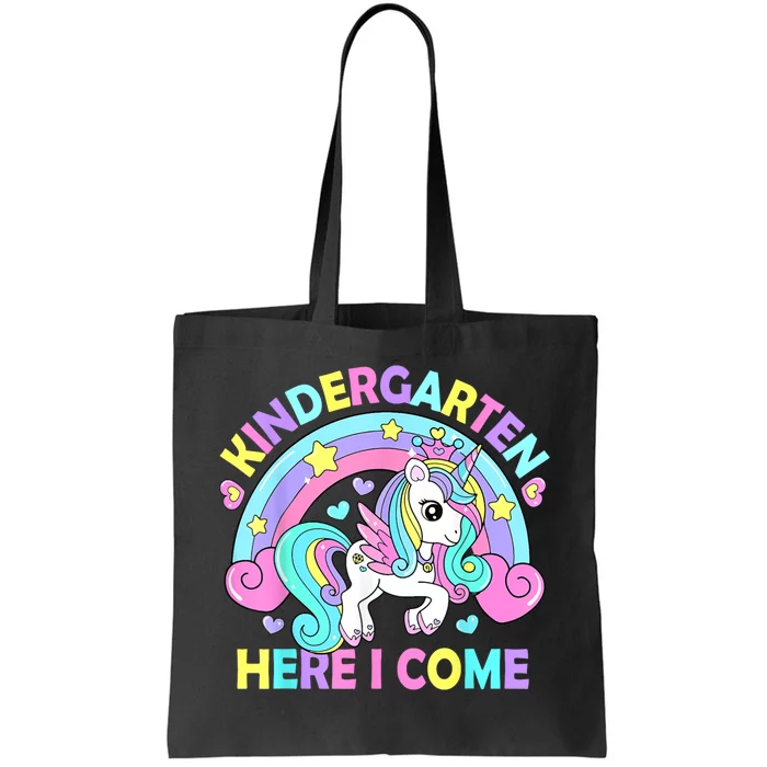 Kindergarten Here I Come Funny Unicorn Girl Back To School Tote Bag