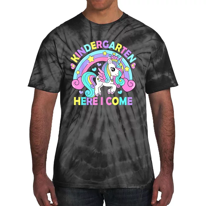 Kindergarten Here I Come Funny Unicorn Girl Back To School Tie-Dye T-Shirt