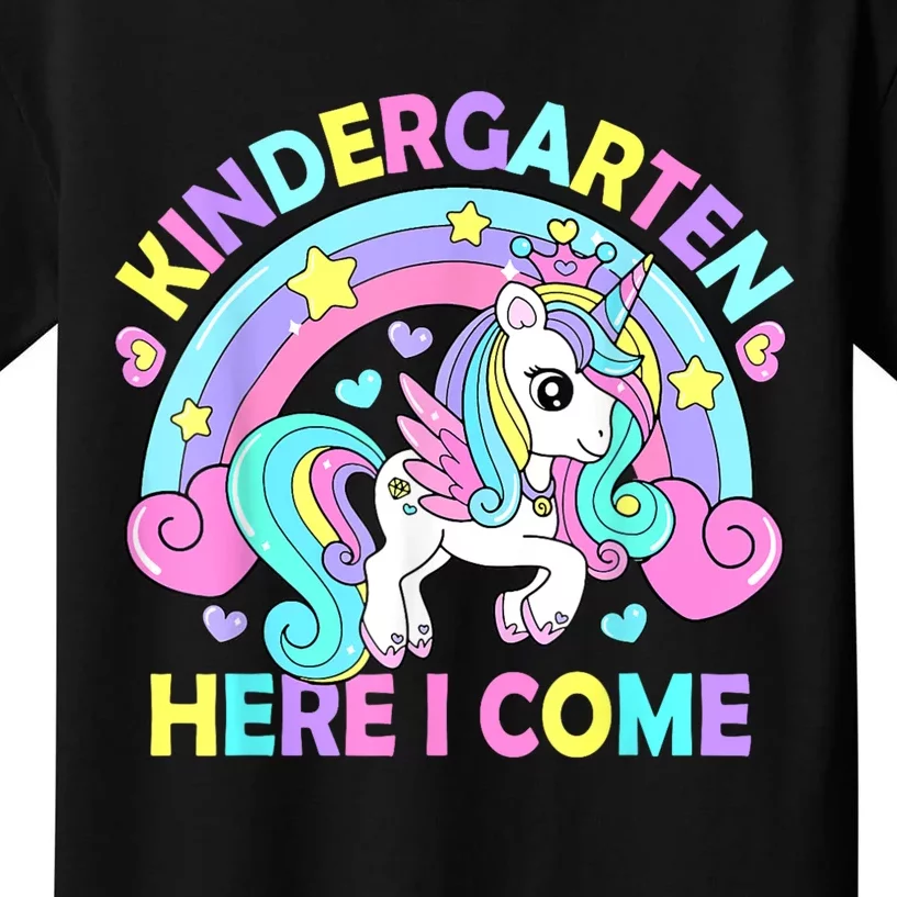 Kindergarten Here I Come Funny Unicorn Girl Back To School Kids T-Shirt