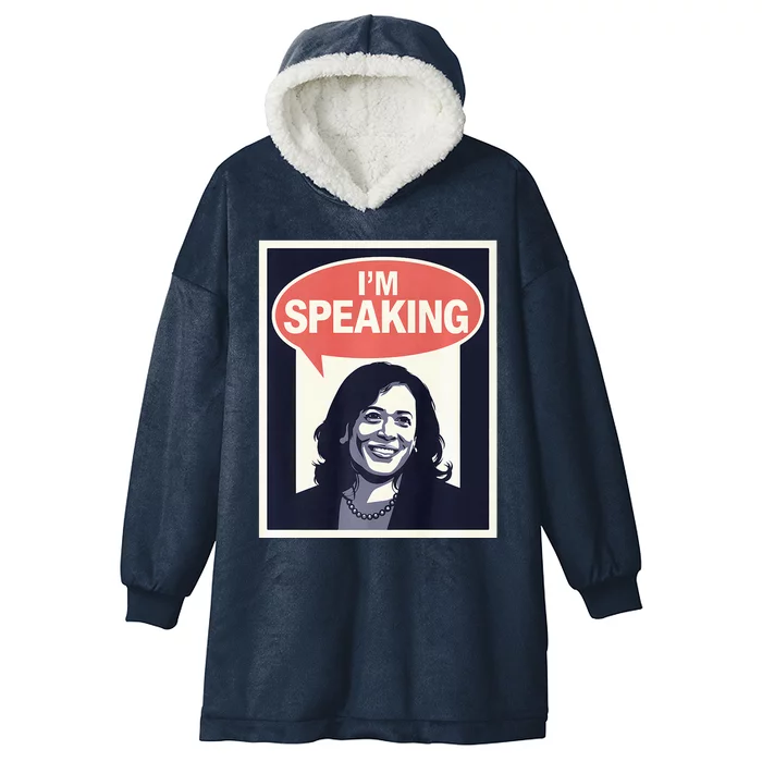 Kamala Harris IM Speaking 2024 First Female President Hooded Wearable Blanket