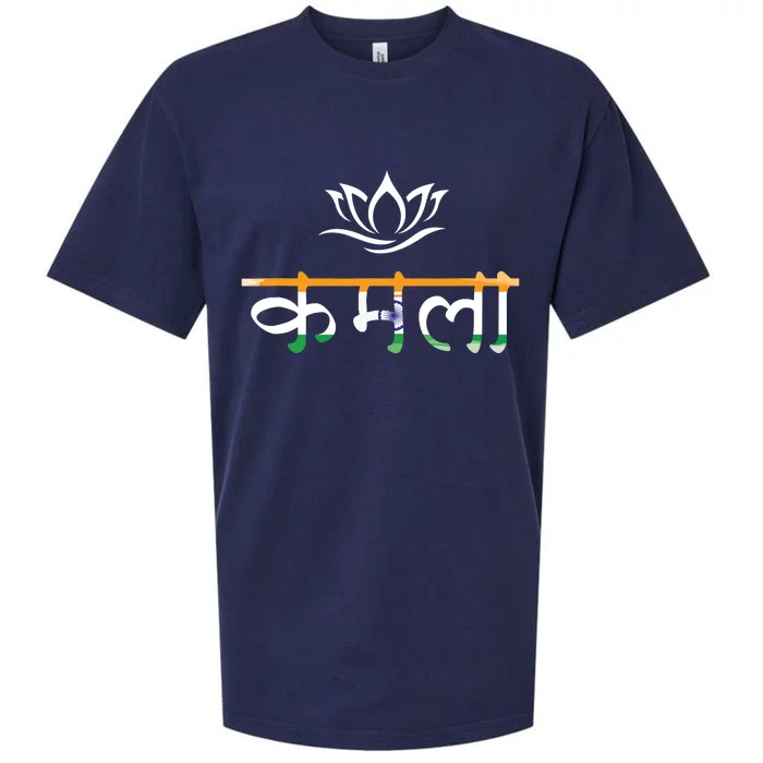 Kamala Harris Indian Roots Hindi Lotus Sueded Cloud Jersey T-Shirt