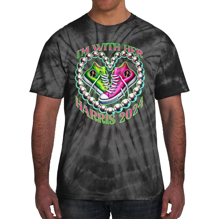 Kamala Harris Im With Her P.Ink And Green Aka Sorors Gift Tie-Dye T-Shirt