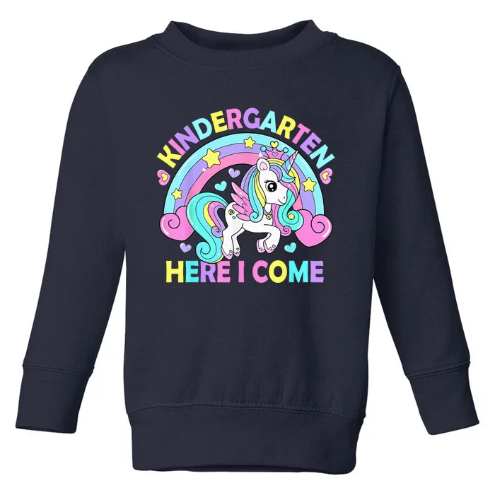 Kindergarten Here I Come Funny Unicorn Girls Back To School Toddler Sweatshirt