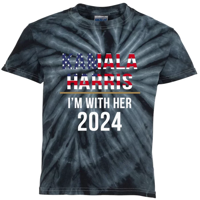 Kamala Harris Im With Her 2024 Vote For 2024 President Kamala Harris Kids Tie-Dye T-Shirt