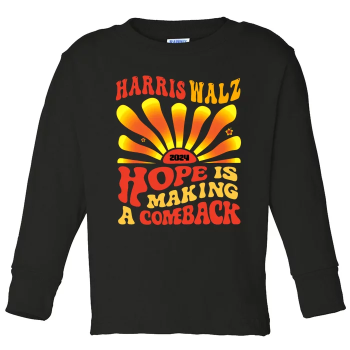 Kamala Hope Is Making A Comeback Groovy Toddler Long Sleeve Shirt