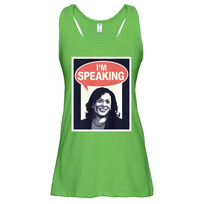 Kamala Harris IM Speaking 2024 First Female President Ladies Essential Flowy Tank