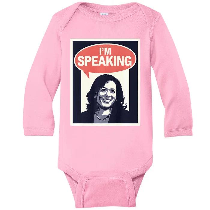 Kamala Harris IM Speaking 2024 First Female President Baby Long Sleeve Bodysuit