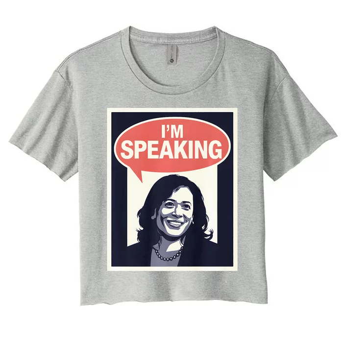 Kamala Harris IM Speaking 2024 First Female President Women's Crop Top Tee