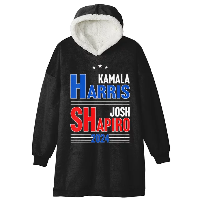 Kamala Harris Josh Shapiro 2024 Funny Harris Shapiro 24 Hooded Wearable Blanket