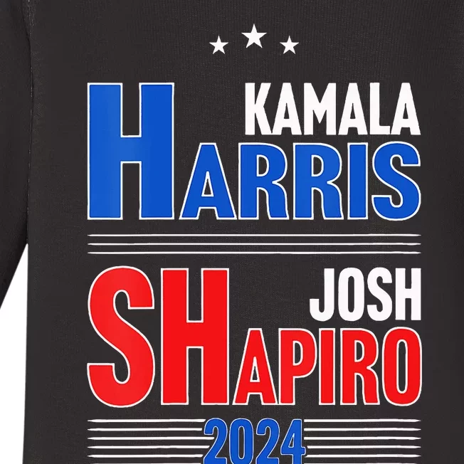 Kamala Harris Josh Shapiro 2024 Funny Harris Shapiro 24 Baby Long Sleeve Bodysuit