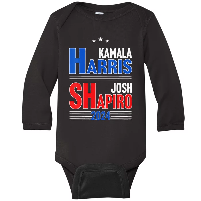 Kamala Harris Josh Shapiro 2024 Funny Harris Shapiro 24 Baby Long Sleeve Bodysuit