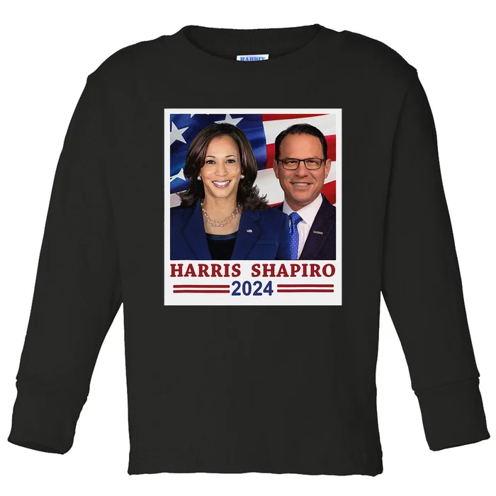 Kamala Harris Josh Shapiro 2024 President Campaign Vp Toddler Long Sleeve Shirt