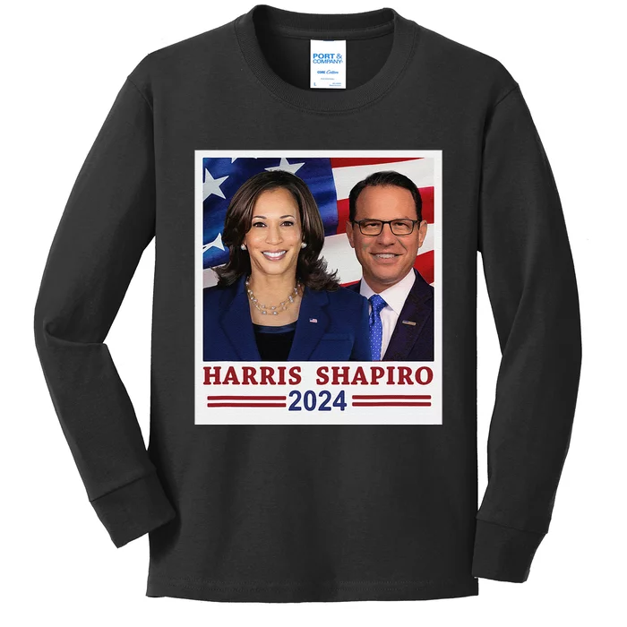 Kamala Harris Josh Shapiro 2024 President Campaign Vp Kids Long Sleeve Shirt