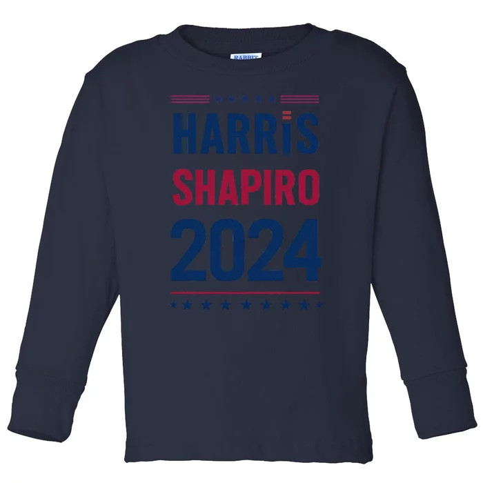 Kamala Harris & Josh Shapiro Presidential Campaign Support Toddler Long Sleeve Shirt