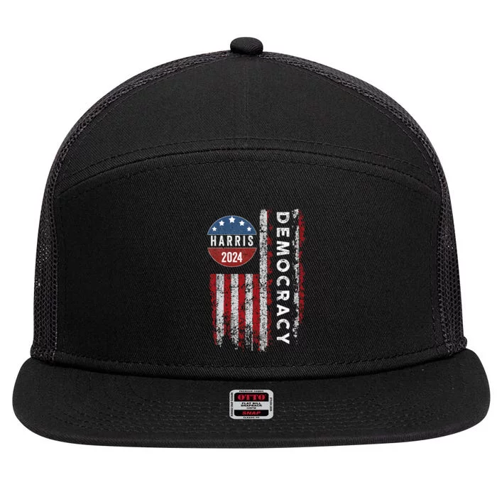 Kamala Harris Kamala 2024 Us Flag Democratic President 7 Panel Mesh Trucker Snapback Hat