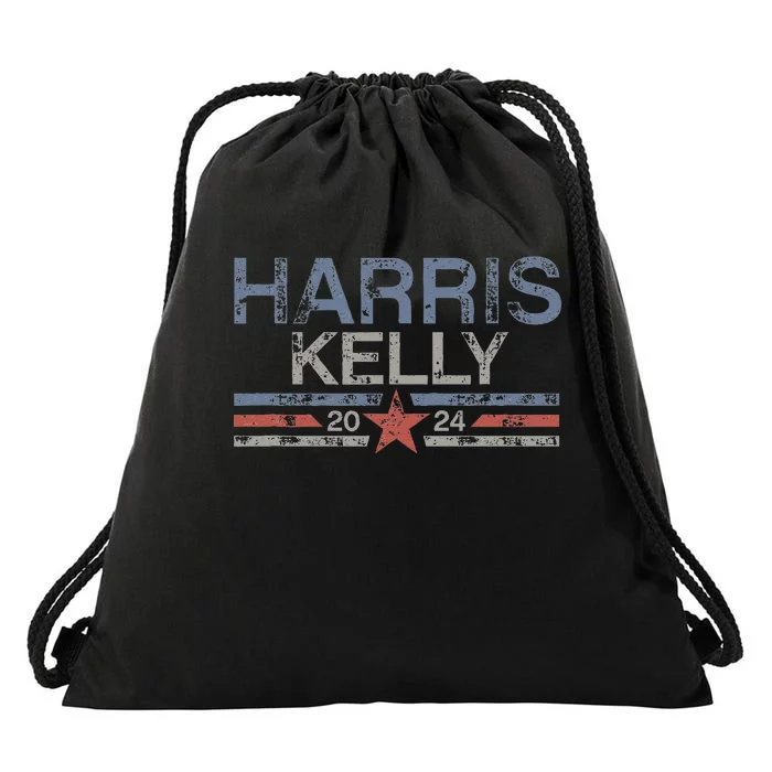 Kamala Harris Kelly 2024 Retro Grunge Harris Kelly 2024 Drawstring Bag