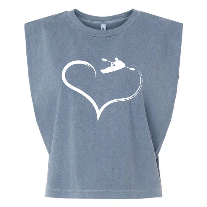 Kayaking Heart Kayak Gift Garment-Dyed Women's Muscle Tee