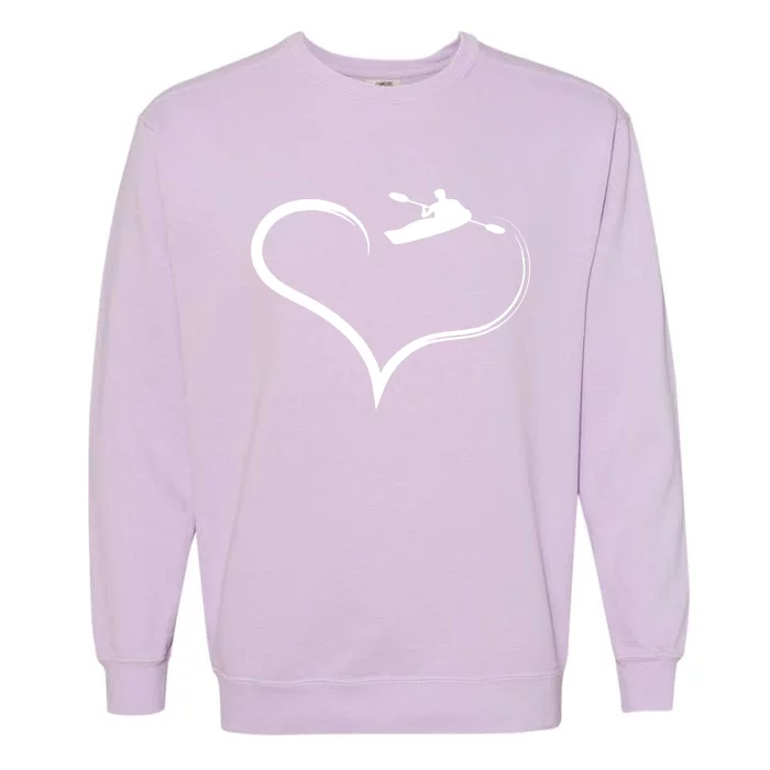 Kayaking Heart Kayak Gift Garment-Dyed Sweatshirt