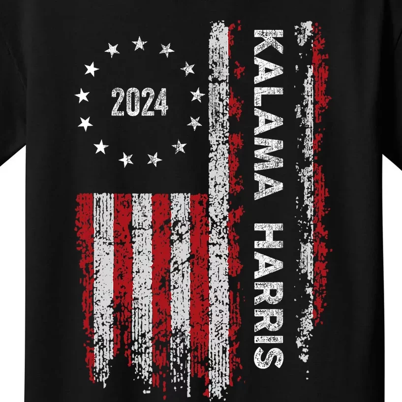 Kamala Harris Kamala 2024 Us Flag Democratic President Kids T-Shirt