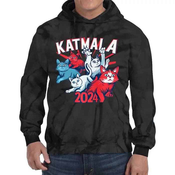 Kamala Harris Katmala Election Sneakers President Cat Lady Premium Tie Dye Hoodie