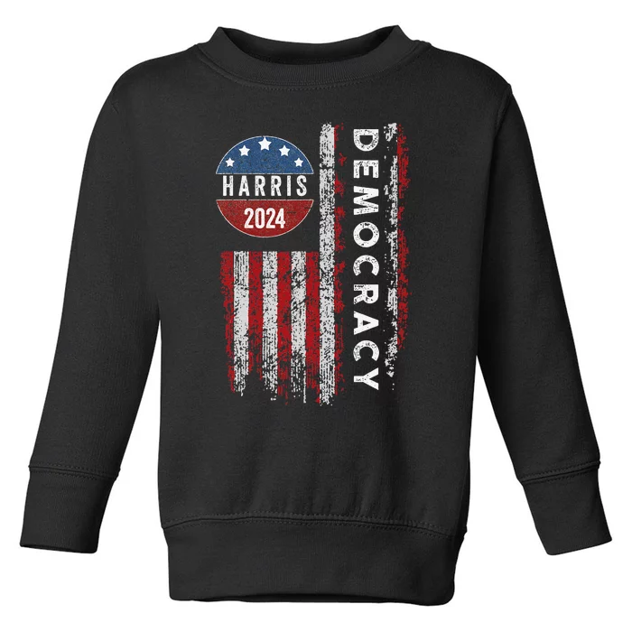 Kamala Harris Kamala 2024 Us Flag Democratic President Toddler Sweatshirt