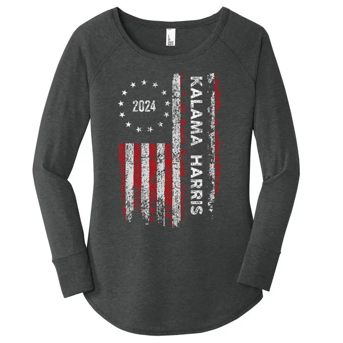 Kamala Harris Kamala 2024 Us Flag Democratic President Women's Perfect Tri Tunic Long Sleeve Shirt