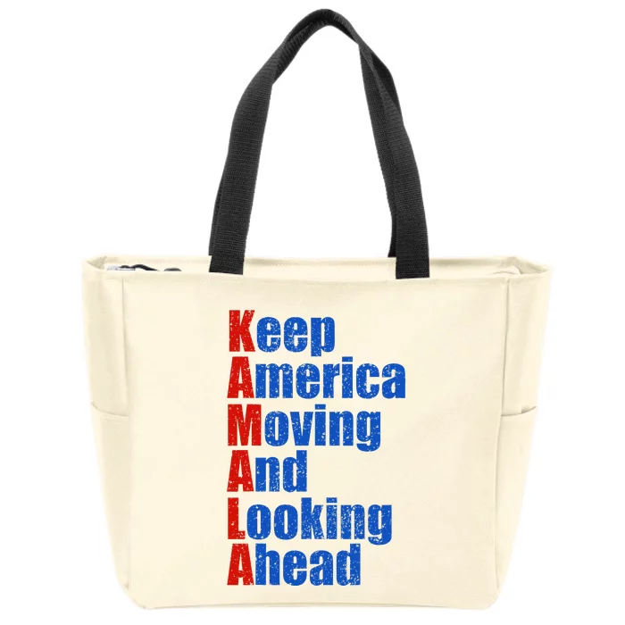 Kamala Harris Keep America Moving And Looking Ahead 2024 Zip Tote Bag