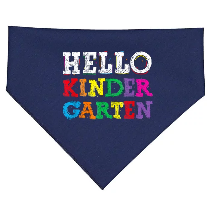 Kids Hello Kindergarten Back To School First Day USA-Made Doggie Bandana