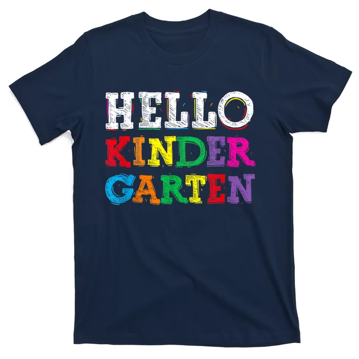 Kids Hello Kindergarten Back To School First Day T-Shirt