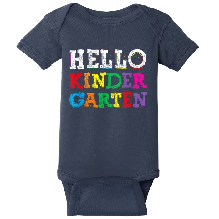 Kids Hello Kindergarten Back To School First Day Baby Bodysuit