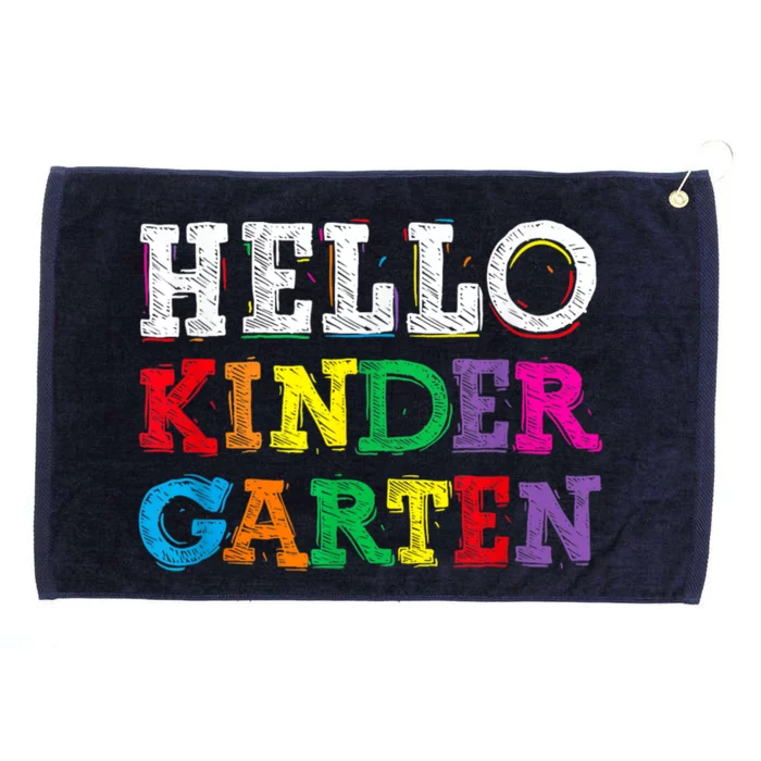 Kids Hello Kindergarten Back To School First Day Grommeted Golf Towel