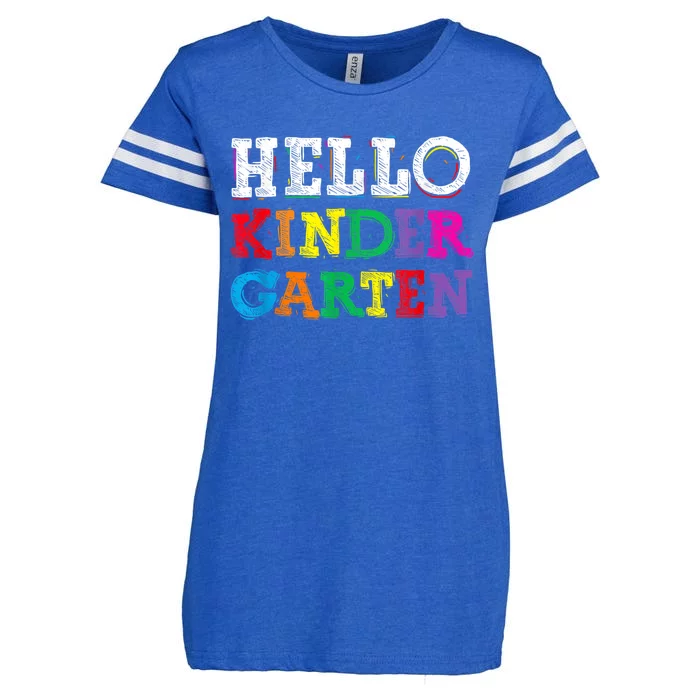 Kids Hello Kindergarten Back To School First Day Enza Ladies Jersey Football T-Shirt