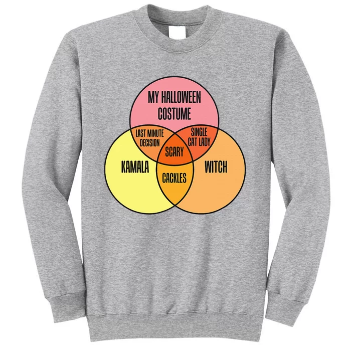 Kamala Harris Lazy Halloween Costume Venn Diagram Funny 2024 Tall Sweatshirt