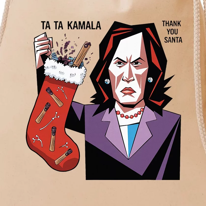 Kamala Harris Lost Election Holding Christmas Stocking Drawstring Bag