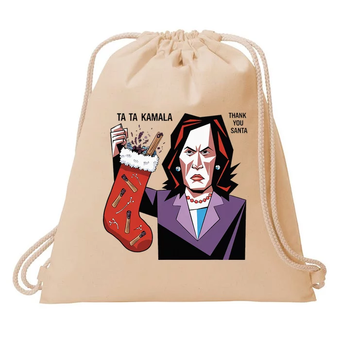 Kamala Harris Lost Election Holding Christmas Stocking Drawstring Bag