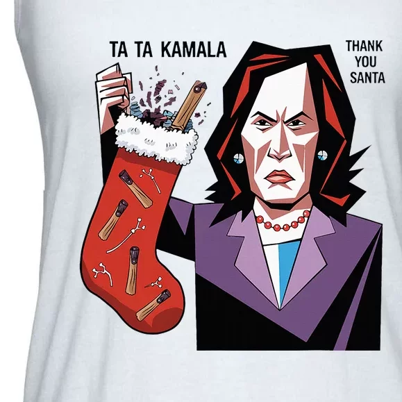 Kamala Harris Lost Election Holding Christmas Stocking Ladies Essential Flowy Tank