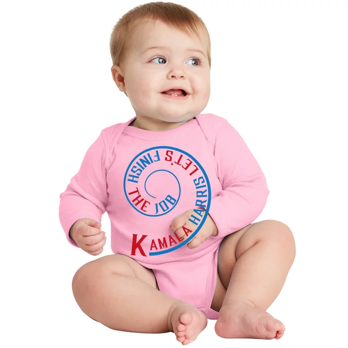 Kamala Harris LetS Finish The Job Election 2024 Baby Long Sleeve Bodysuit