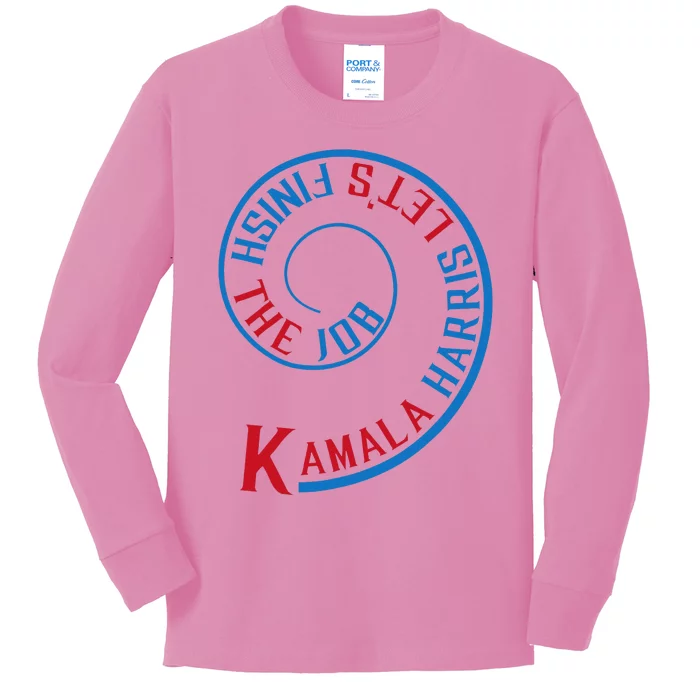 Kamala Harris LetS Finish The Job Election 2024 Kids Long Sleeve Shirt