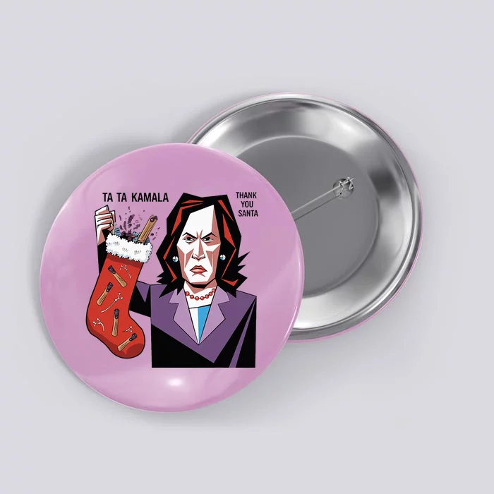 Kamala Harris Lost Election Holding Christmas Stocking Button