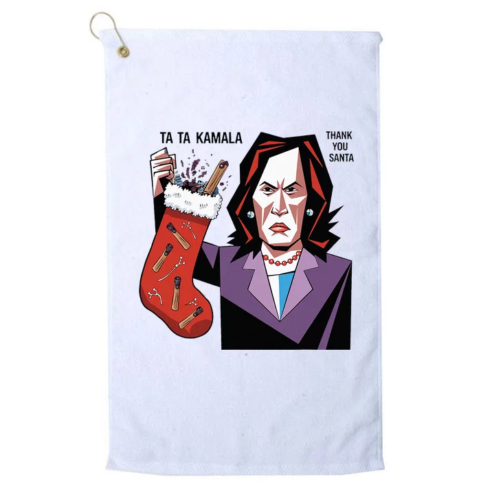 Kamala Harris Lost Election Holding Christmas Stocking Platinum Collection Golf Towel