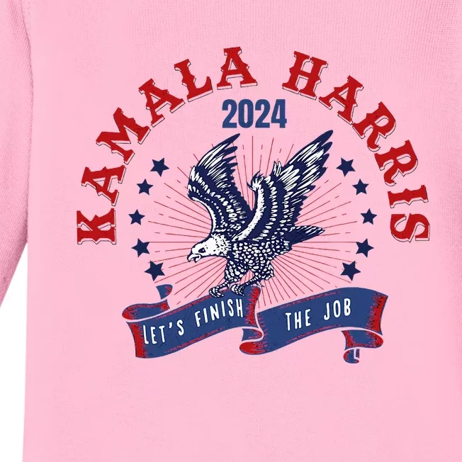 Kamala Harris LetS Finish The Job Vote Kamala Harris 2024 Baby Long Sleeve Bodysuit