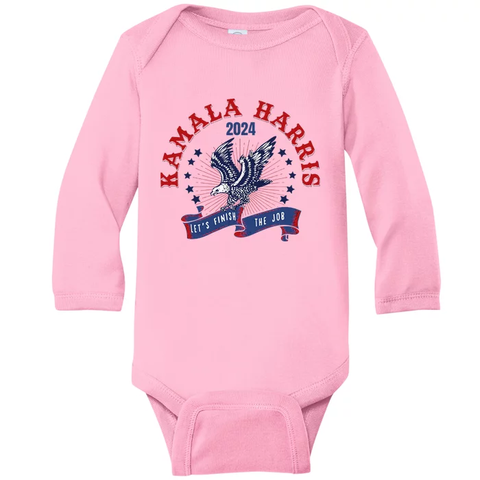 Kamala Harris LetS Finish The Job Vote Kamala Harris 2024 Baby Long Sleeve Bodysuit