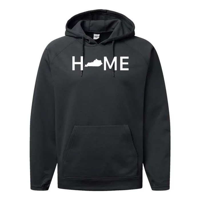 Kentucky Home Love Us State Outline Silhouette Performance Fleece Hoodie