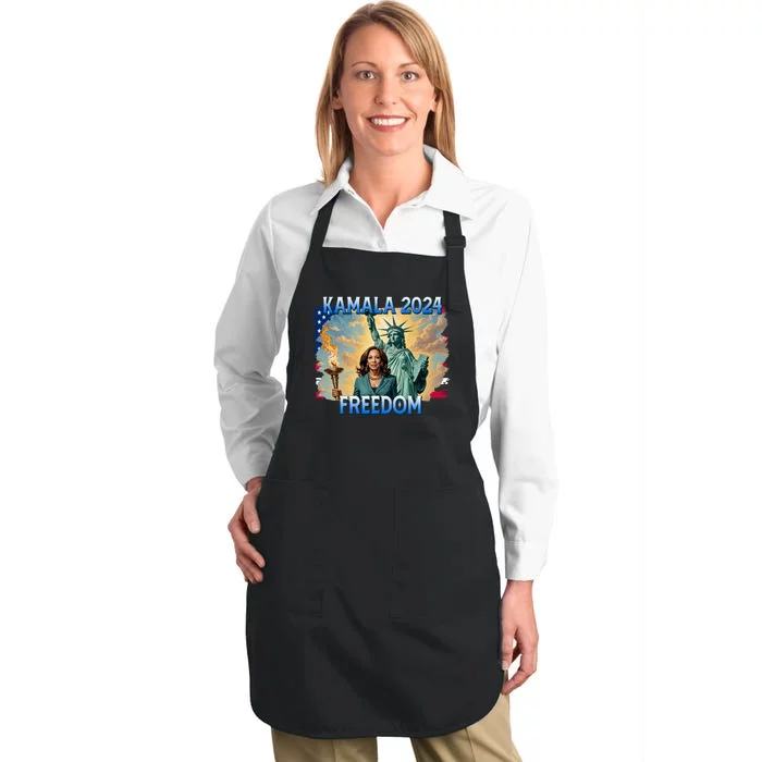 Kamala Harris Lady Liberty Freedom 2024 Full-Length Apron With Pocket