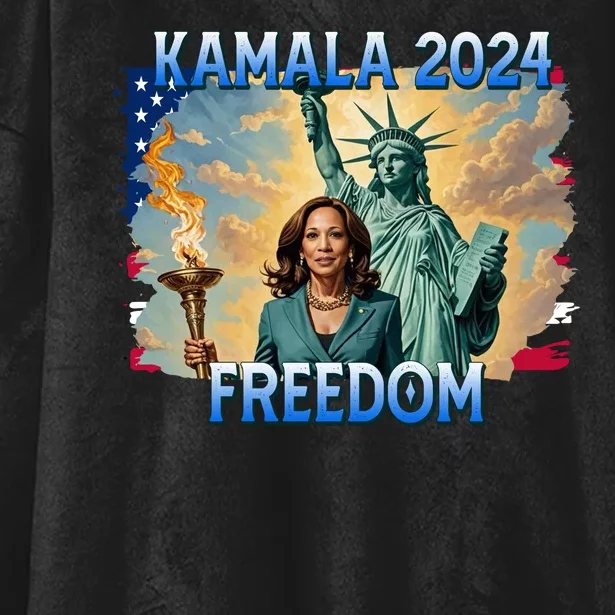 Kamala Harris Lady Liberty Freedom 2024 Hooded Wearable Blanket