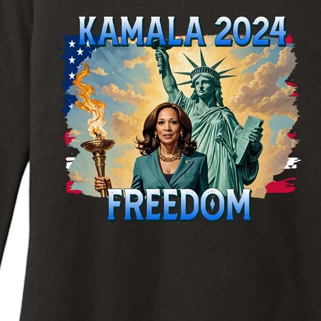 Kamala Harris Lady Liberty Freedom 2024 Womens CVC Long Sleeve Shirt