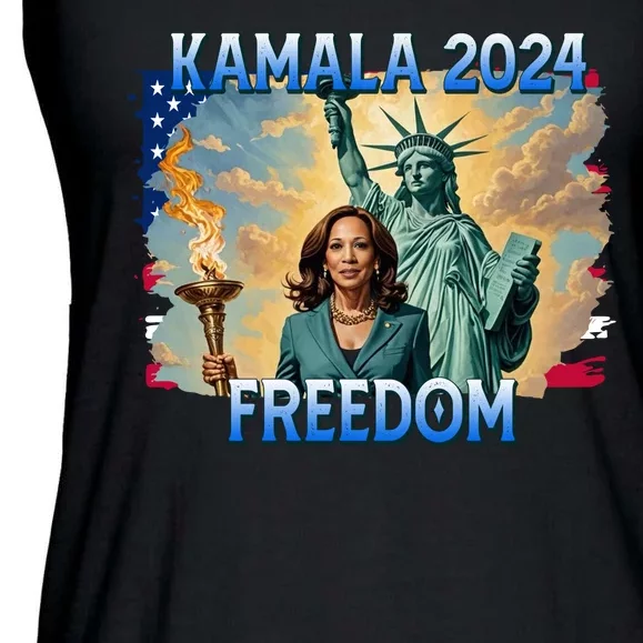 Kamala Harris Lady Liberty Freedom 2024 Ladies Essential Flowy Tank