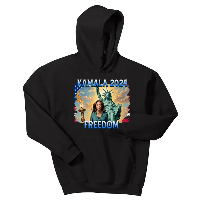 Kamala Harris Lady Liberty Freedom 2024 Kids Hoodie